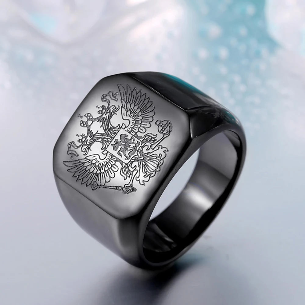 Bague double aigle en acier 316L – CLEVI Paris