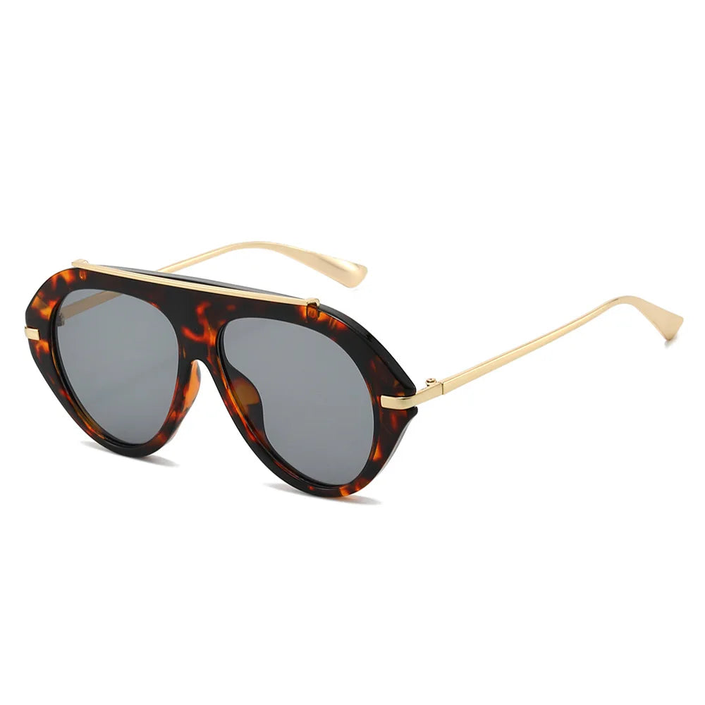 Lunettes de Soleil Oversize Pilot Rétro 70s Monture Métal Dorée UV400 Unisexe – CLEVI Paris