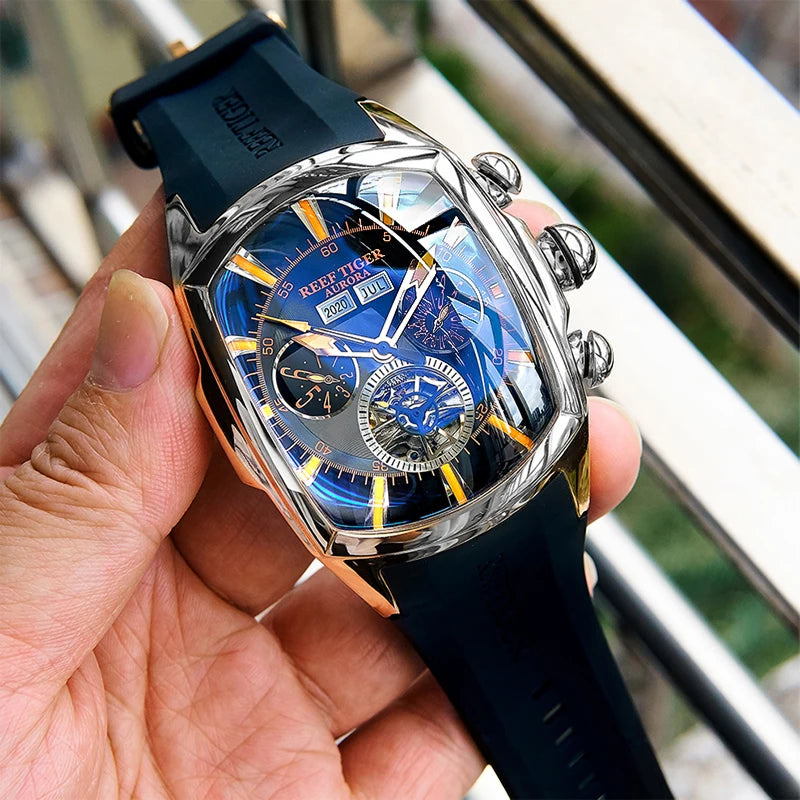 Montre Mécanique Homme Reef Tiger RGA3069 – Tourbillon Automatique, Acier 316L & 13 Coloris