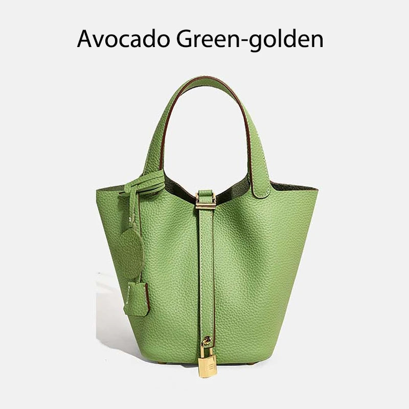Sac Seau Femme Cuir Véritable TOGO Cadenas & Foulard Décoratif – CLEVI Paris