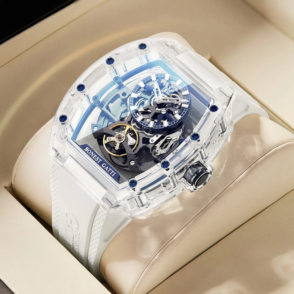 Montre Mécanique Automatique BONEST GATTI BG-9960 Squelette Tonneau Saphir – CLEVI Paris