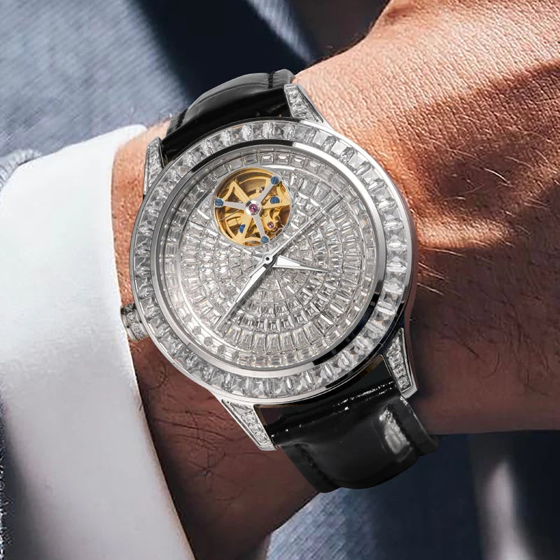 Montre Mécanique Femme & Homme HAEMMER 5037 – Cadran Diamants, Cuir & Automatique | Luxe