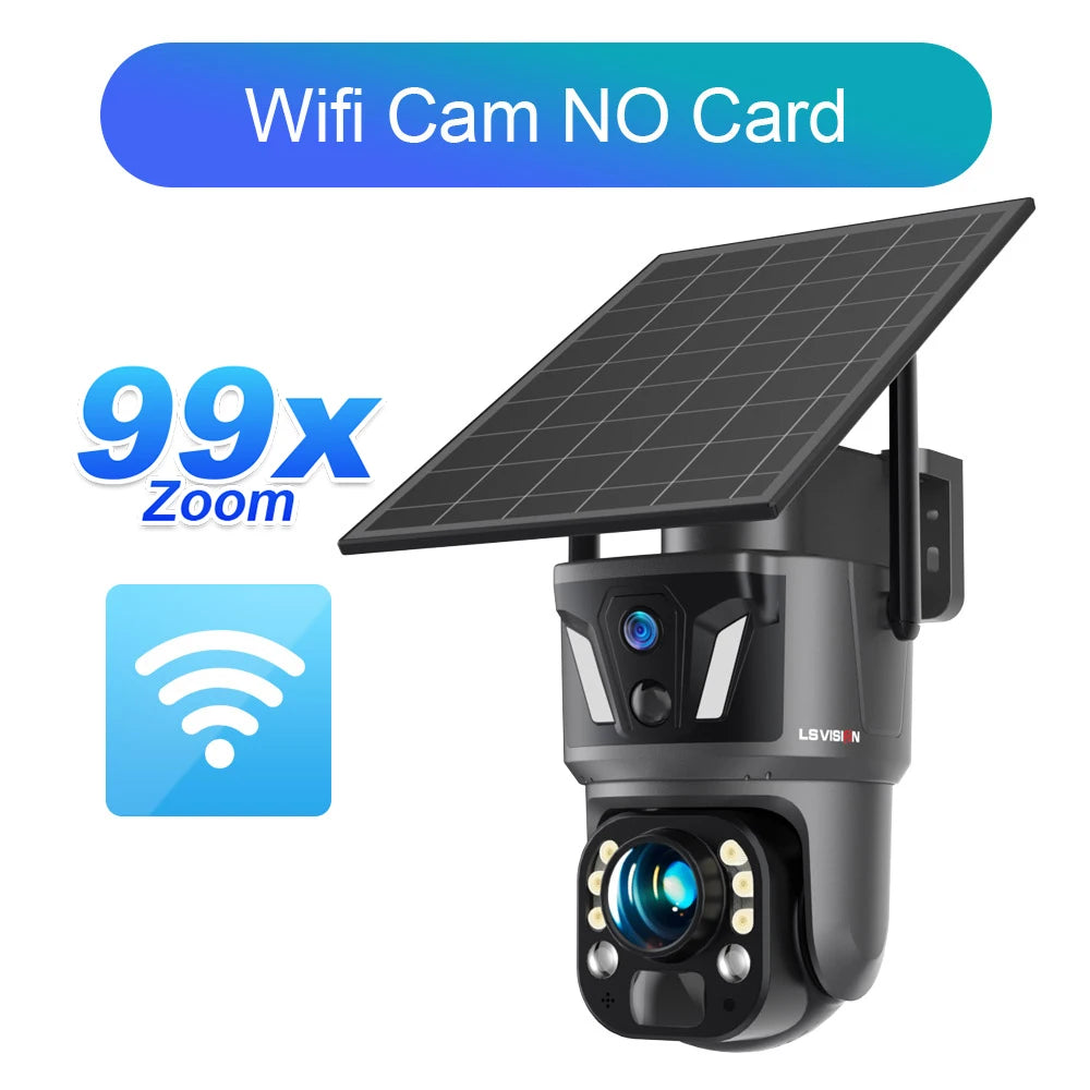 Caméra Solaire 8MP Zoom 99x PTZ 355° 4G/Wi-Fi Double Objectif PIR Suivi IA IR 40m IP66 UBox – CLEVI Paris