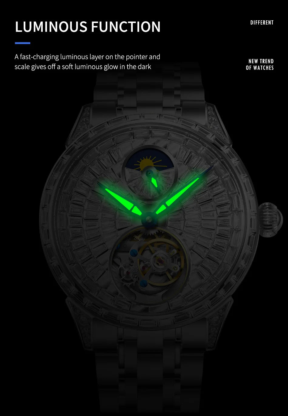 Montre Homme PINDU 6637 – Tourbillon Automatique Squelette, Verre Saphir, Acier Inoxydable, Étanche 3 ATM – CLEVI Paris