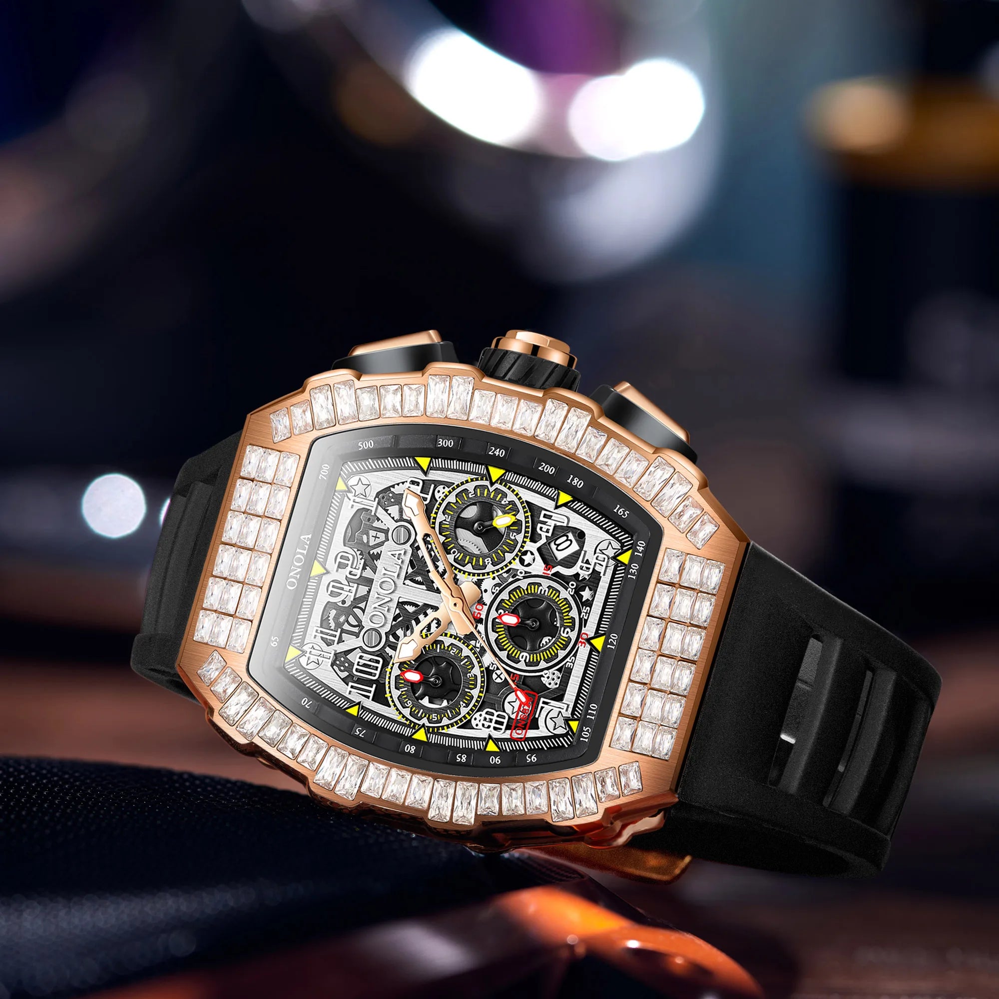 Montre Automatique ONOLA Sport Homme | Squelette Silicone Militaire