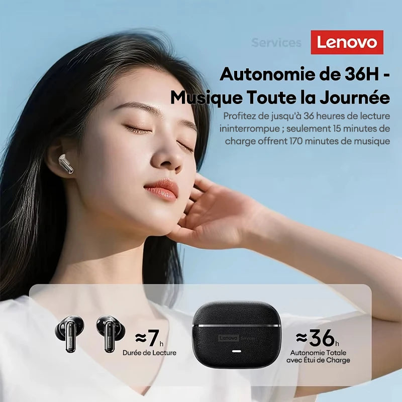 Lenovo LE208 Écouteurs TWS Bluetooth 6.0 ENC 36h Faible Latence 38ms – CLEVI Paris