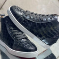 Sneakers Homme Cuir Suède Bleu Rivets Semelle Rouge Style Luxe – CLEVI Paris