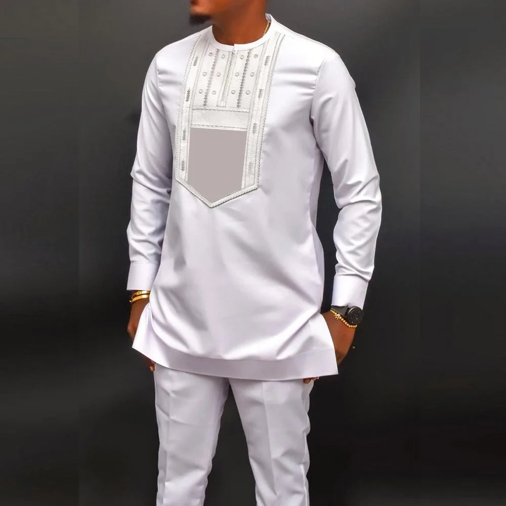 Ensemble Deux Pièces Kaftan Homme Brodé – CLEVI Paris