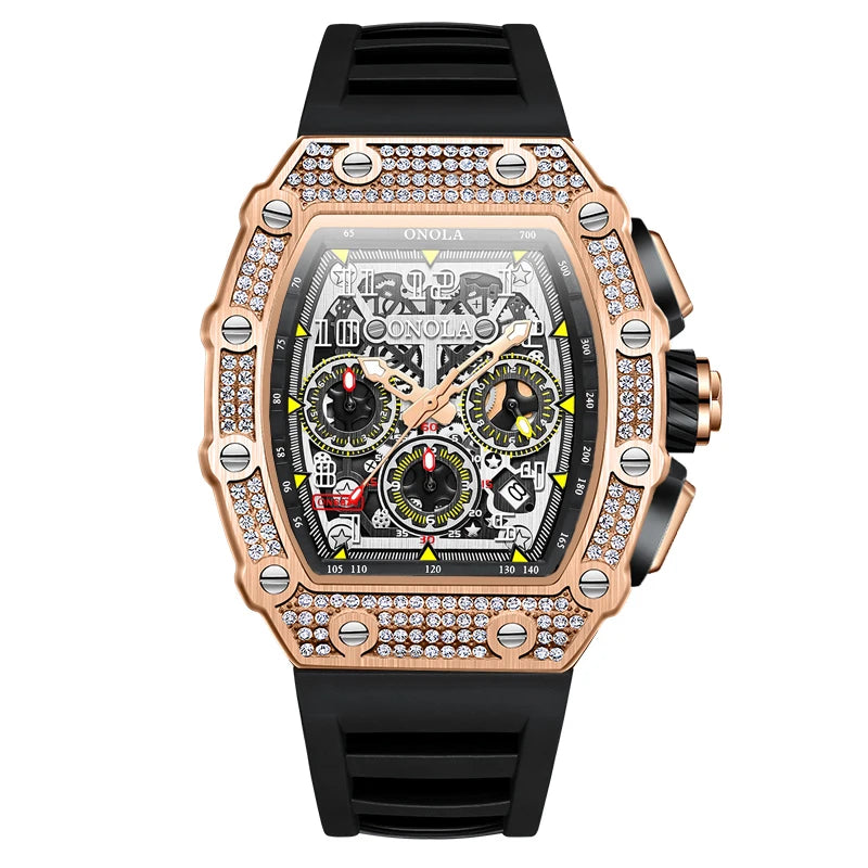 ONOLA Montre Automatique Homme Tonneau Squelette Lumineux Étanche 3ATM – CLEVI Paris