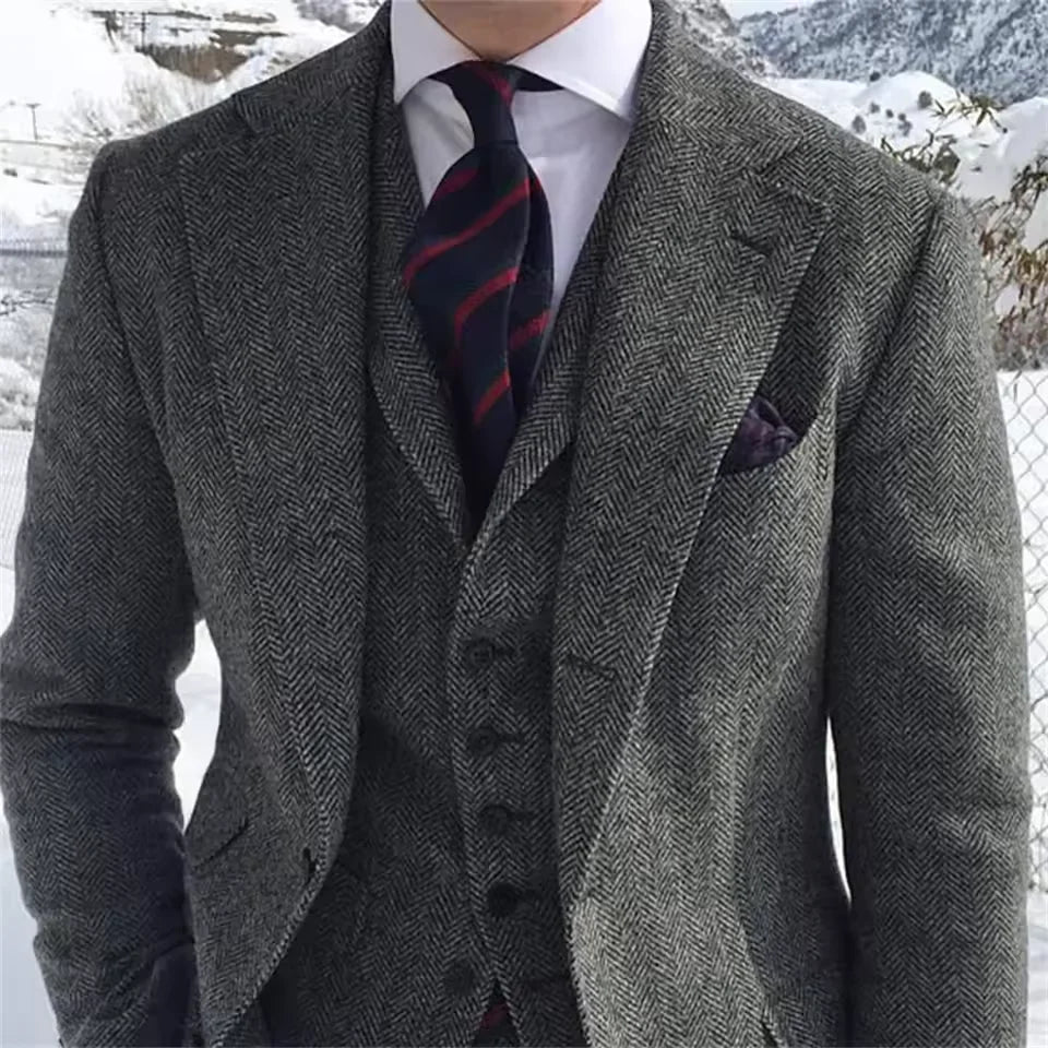 Costume homme 3 pièces habillé à chevrons – CLEVI Paris