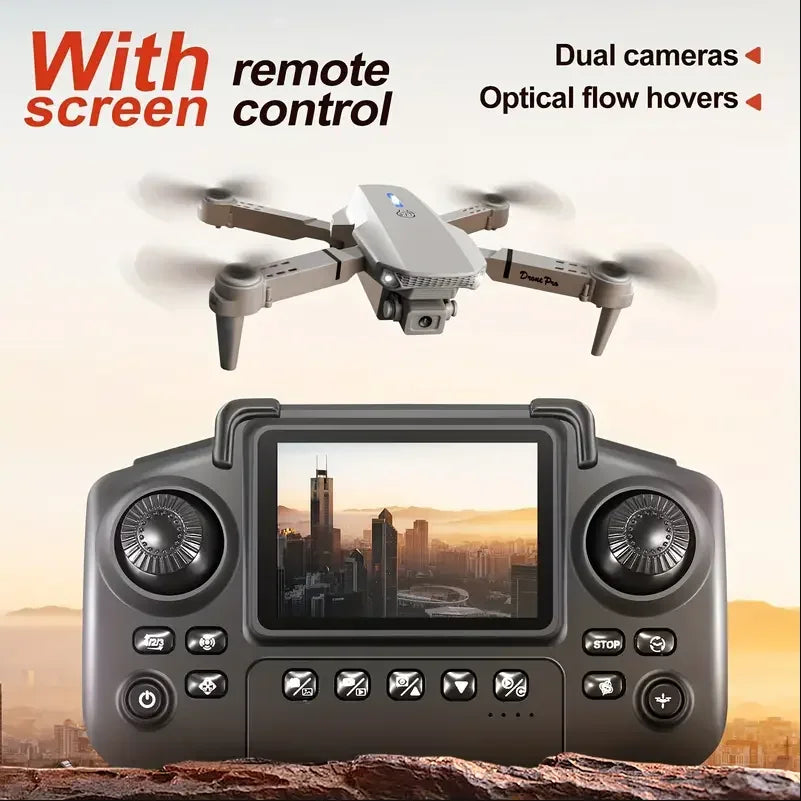 Drone E88 Pro 2025 – Double Caméra HD, Écran Intégré, GPS, Décollage Automatique – CLEVI Paris