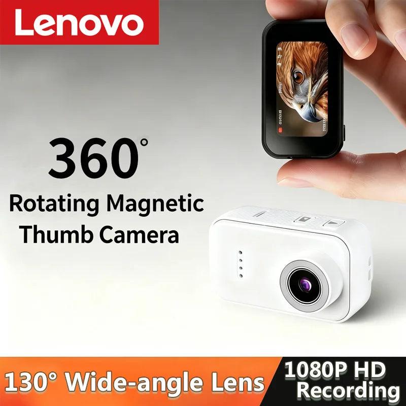 Lenovo F2 Thumb Mini Caméra 1080P HD — Grand Angle 130°, 25g, Multi-Filtres, Vlog & Sport | CLEVI Paris