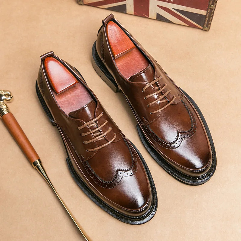 Derbies Homme Cuir Verni Style Britannique – CLEVI Paris