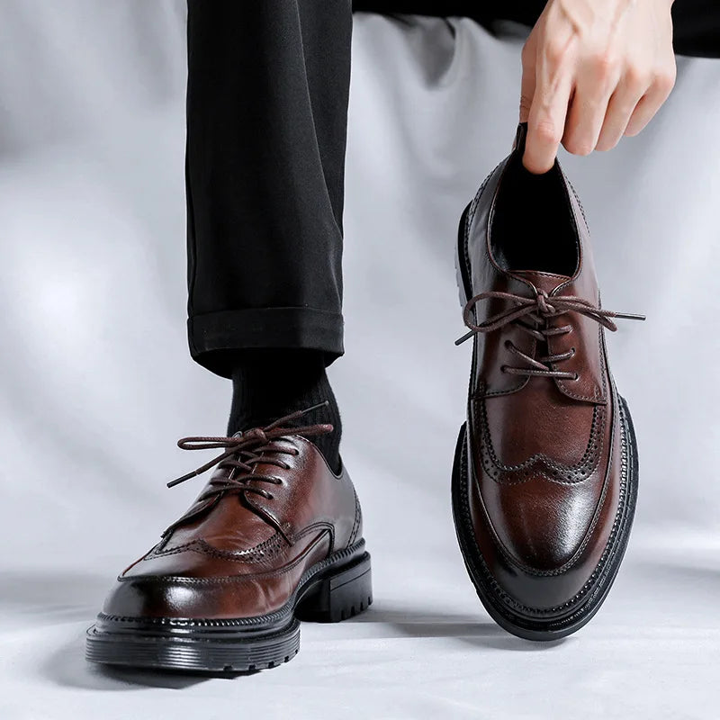 Derbies Homme Cuir Verni Style Britannique – CLEVI Paris