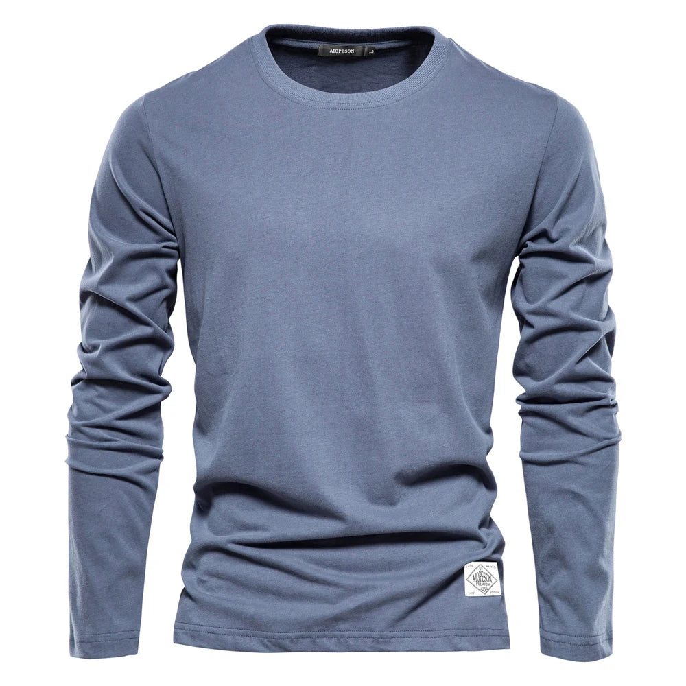T-Shirt Homme 100% Coton Manches Longues Col Rond Uni 7 Coloris – CLEVI Paris