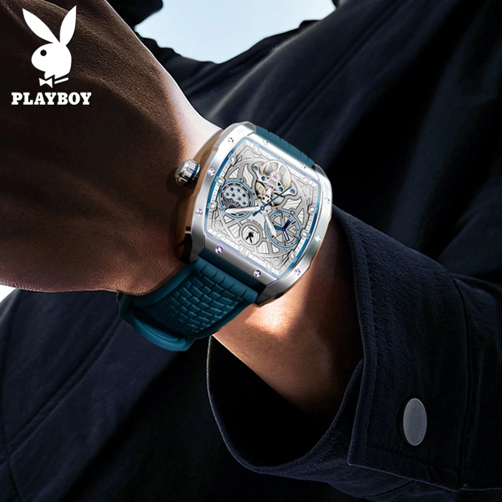 Montre Mécanique Automatique PLAYBOY Squelette Tourbillon – CLEVI Paris
