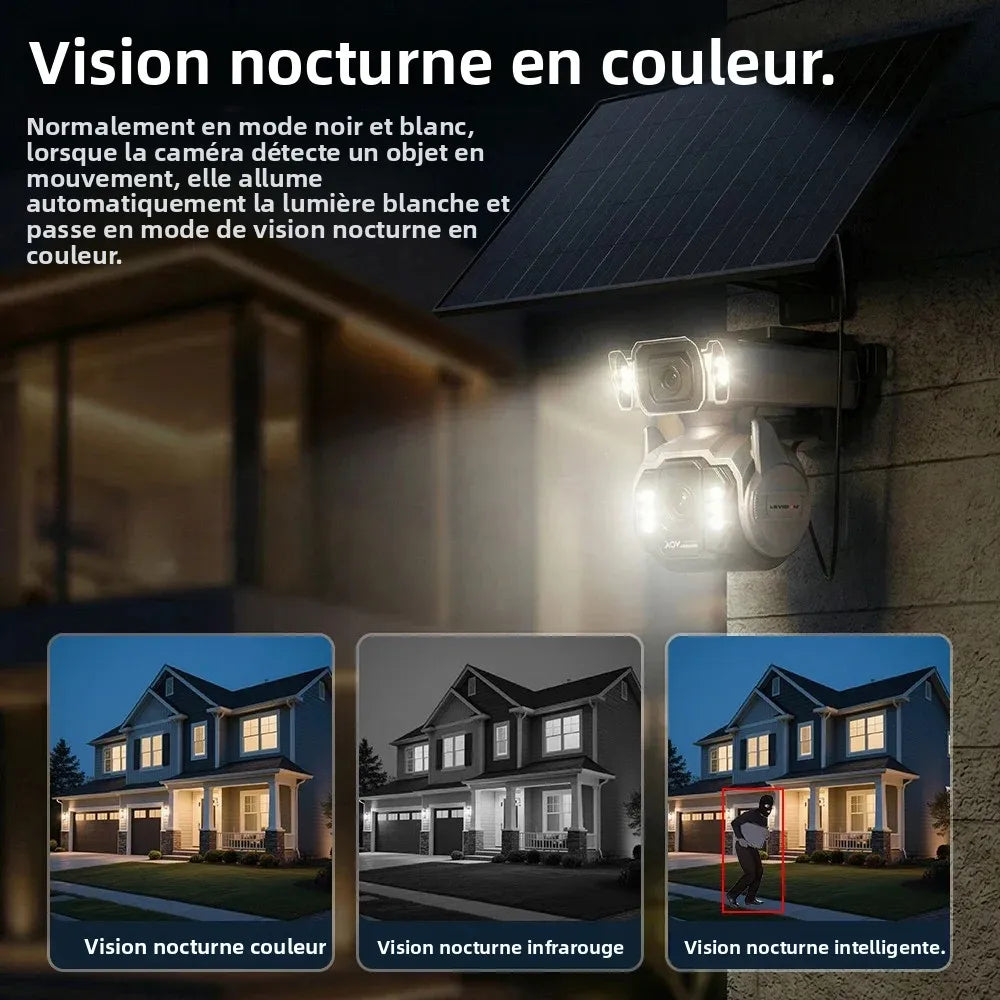 Caméra Solaire 4G LS VISION AOV 4K Double Objectif Zoom 12x PTZ Suivi IA 24/7 IP66 – CLEVI Paris