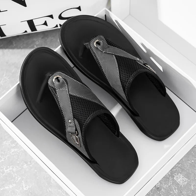 Tongs homme à plateforme en microfibre – CLEVI Paris