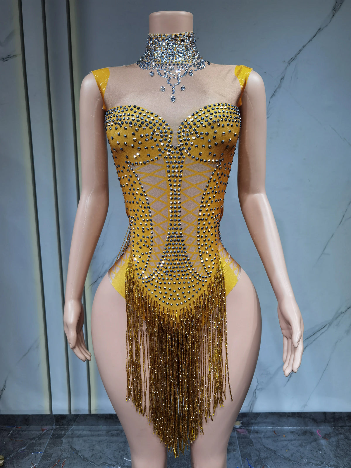 Body de scène à franges et strass femme – CLEVI Paris