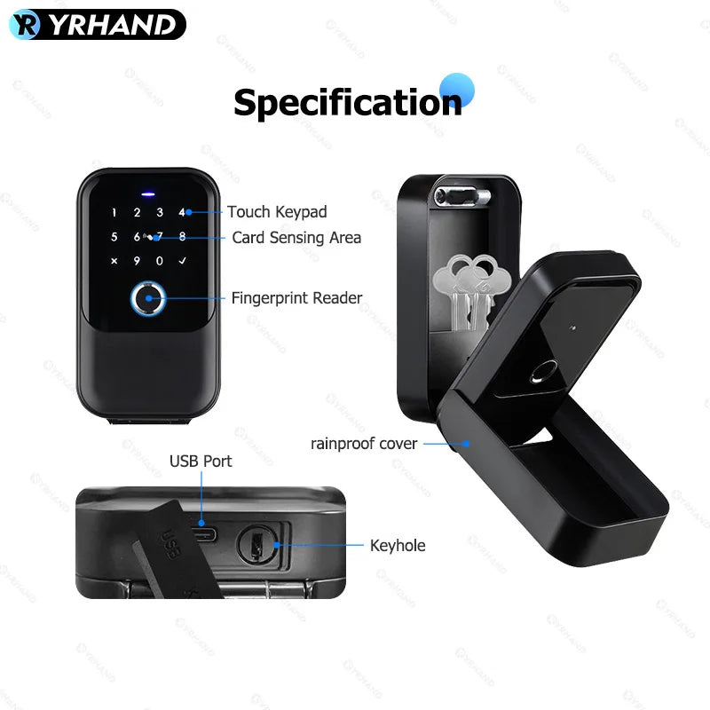 Boîte à Clés Connectée YRHAND K5 Empreinte Digitale Tuya TTLock IP66 – CLEVI Paris