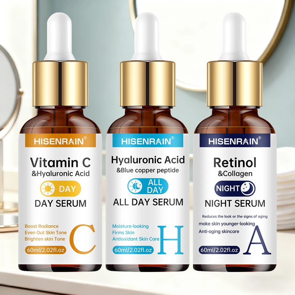 Sérum Visage HISENRAIN | Vitamine C + Rétinol + Acide Hyaluronique | Anti-Âge & Éclat | Certifié CPNP – CLEVI Paris