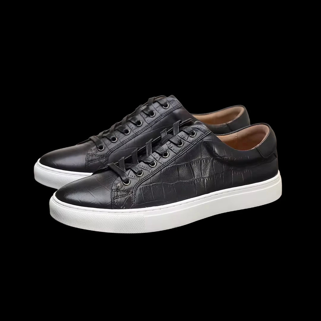Sneakers Cuir Véritable Homme Style Rétro Plateforme Épaisse – Marron & Noir, Tailles 38-44 – CLEVI Paris