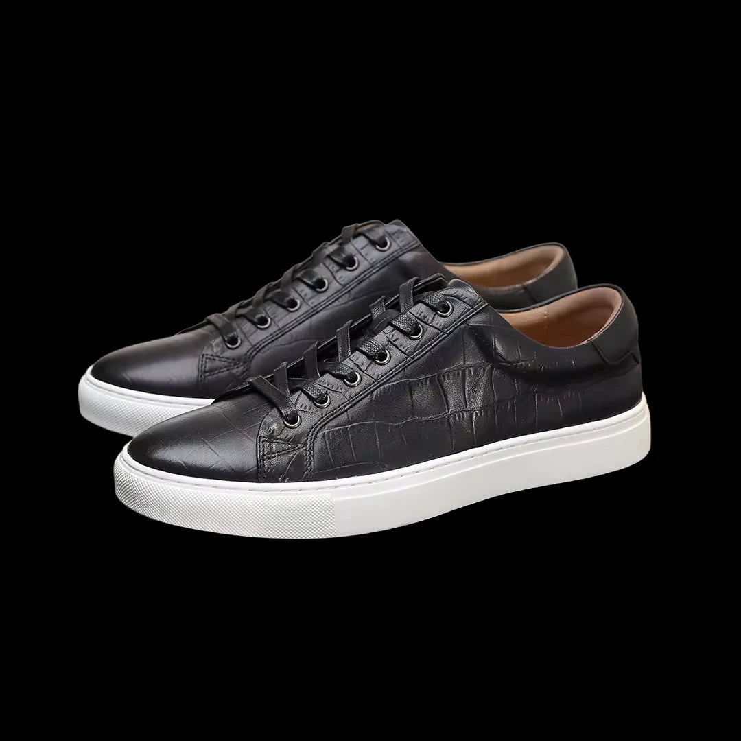 Sneakers Cuir Véritable Homme Style Rétro Plateforme Épaisse – Marron & Noir, Tailles 38-44 – CLEVI Paris