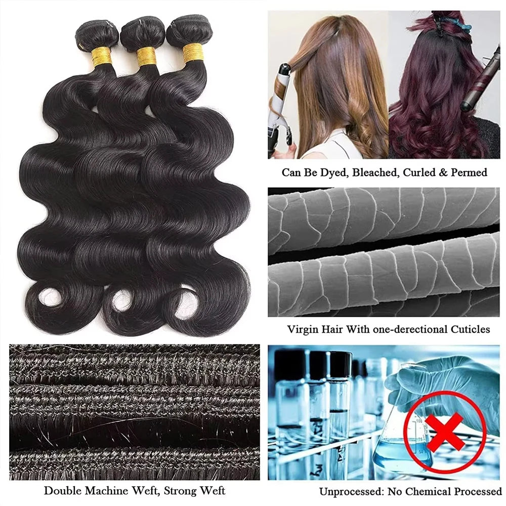 Extensions Cheveux Humains Body Wave Brésiliennes Remy 16A — CLEVI Paris