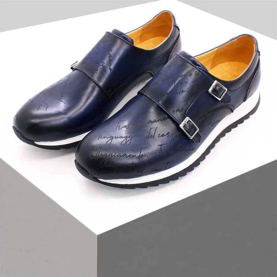 Chaussures Cuir Homme Faites Main | Double Boutonnage Bout Rond Mariage