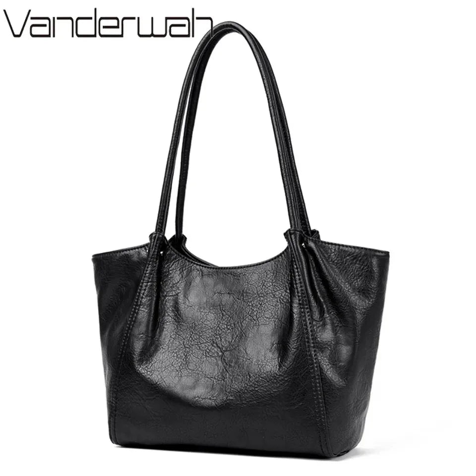 Cabas Vanderwah Cuir Vegan Vintage Femme 31x29cm Multi-Poches – CLEVI Paris