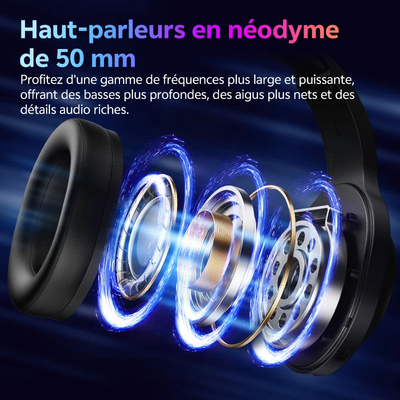 Casque Gaming QCY Heroad V200 7.1 Surround RGB Tri-Mode BT 6.0 240h Micro Détachable – CLEVI Paris
