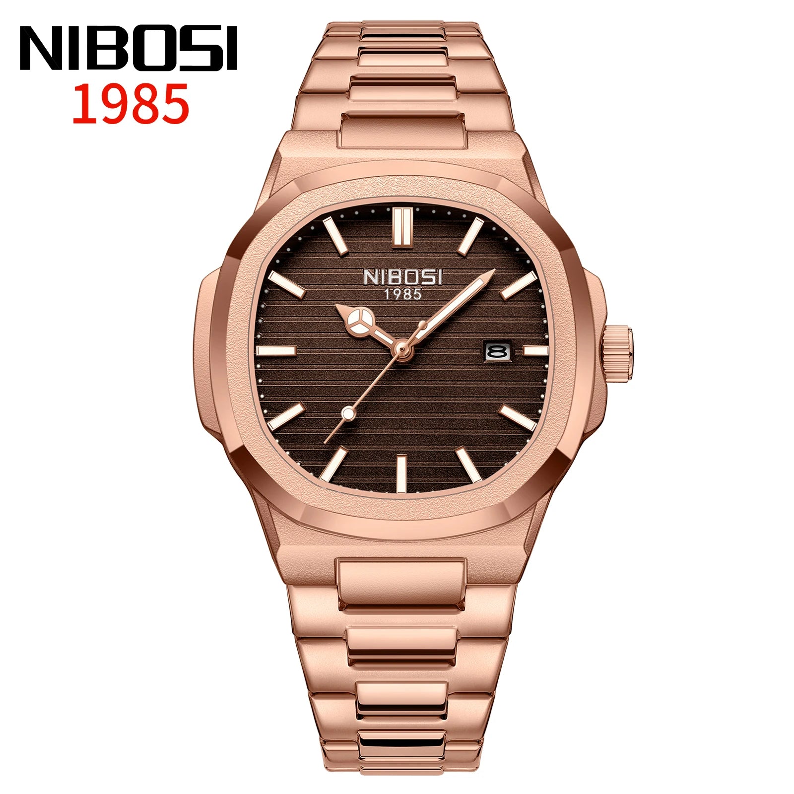 Montre NIBOSI 2632 – Quartz Sport, Boîtier Carré Alliage, Bracelet Acier Inoxydable, Étanche 3 ATM – CLEVI Paris
