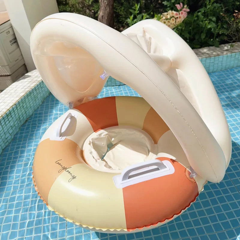 Bouée Siège Gonflable Piscine – Anneau Flottant Rayures Rétro, Plage & Fêtes – CLEVI Paris