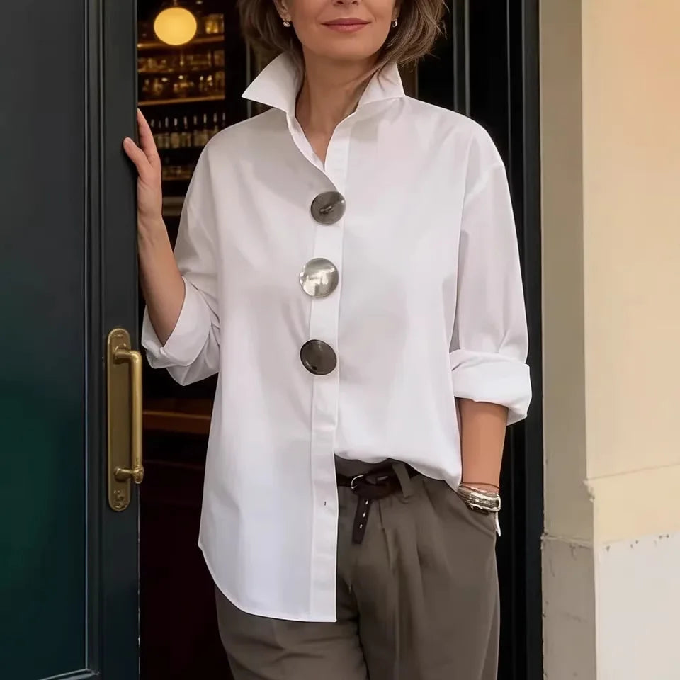 Chemisier femme uni à manches longues – CLEVI Paris