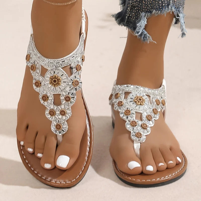 Sandales femme bohèmes à bride élastique – CLEVI Paris