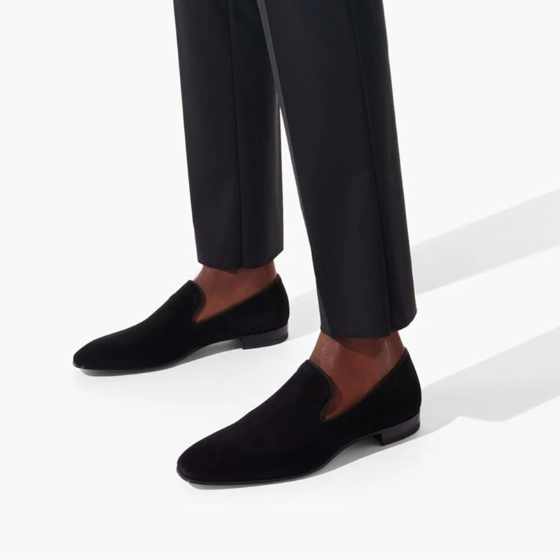 Loafers Homme Velours Semelle Rouge Slip-On Soirée Fashion – CLEVI Paris