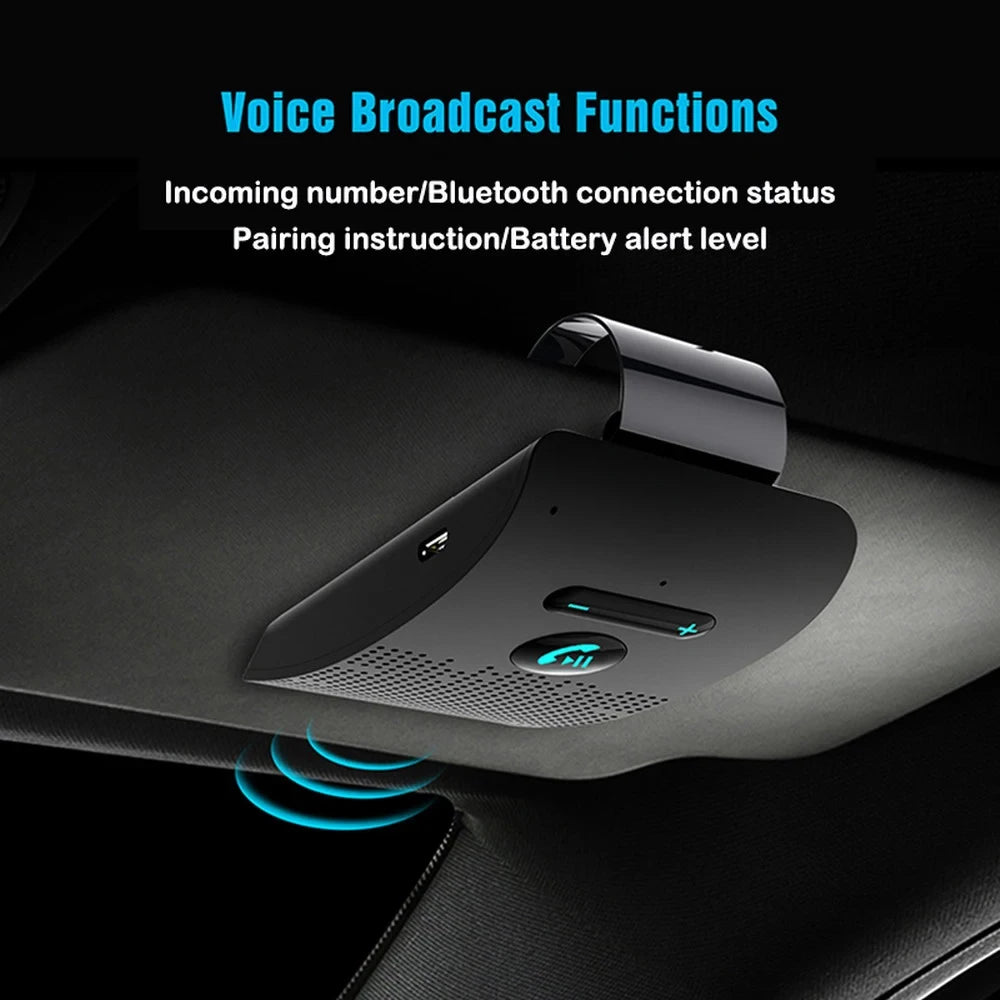 Kit Mains Libres Voiture Bluetooth 5.0 – Haut-Parleur HiFi 2W Réduction Bruit CVC 8.0 Siri Clip Pare-Soleil – CLEVI Paris