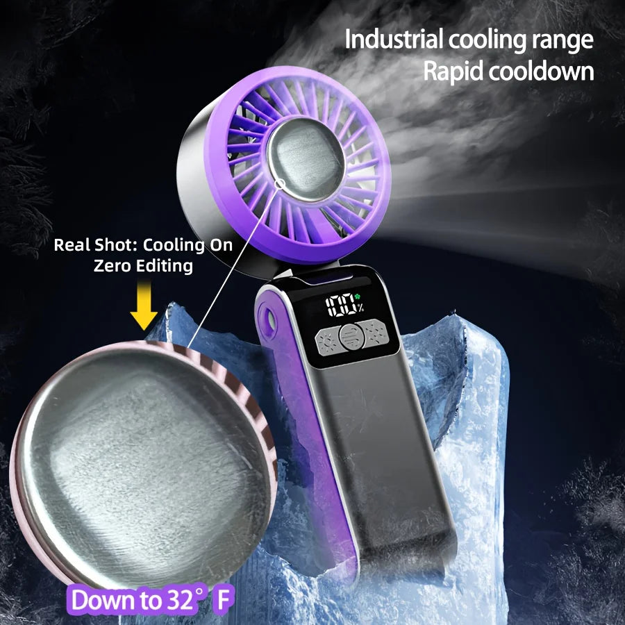Ventilateur Portable Pliable Ice Pack | 100 Vitesses LED Affichage TYPE-C Lanyard – CLEVI Paris