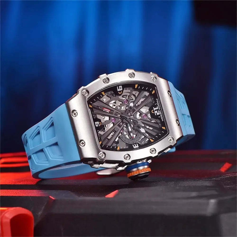 PAGANI DESIGN Montre Quartz Japonais Femme Homme Rectangulaire Saphir Silicone 42mm 100m – CLEVI Paris