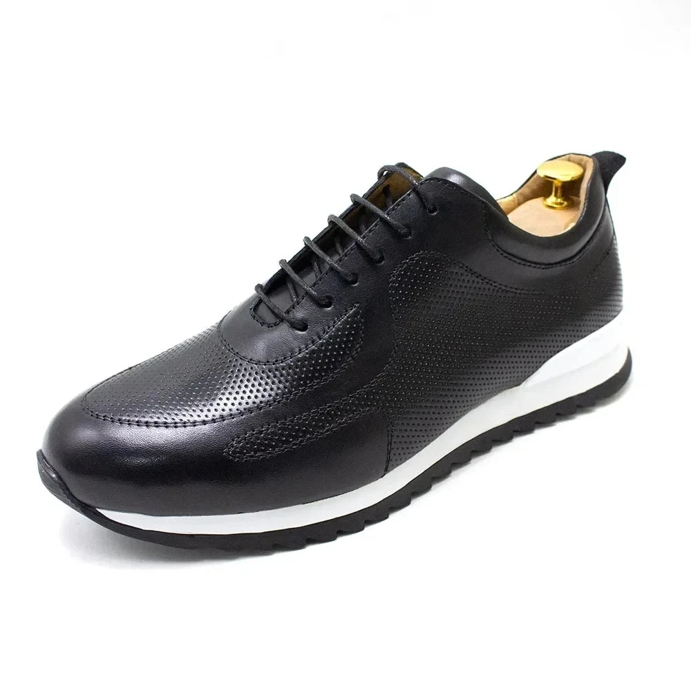 Sneakers Homme Cuir Véritable Perforé – Confort & Style Casual