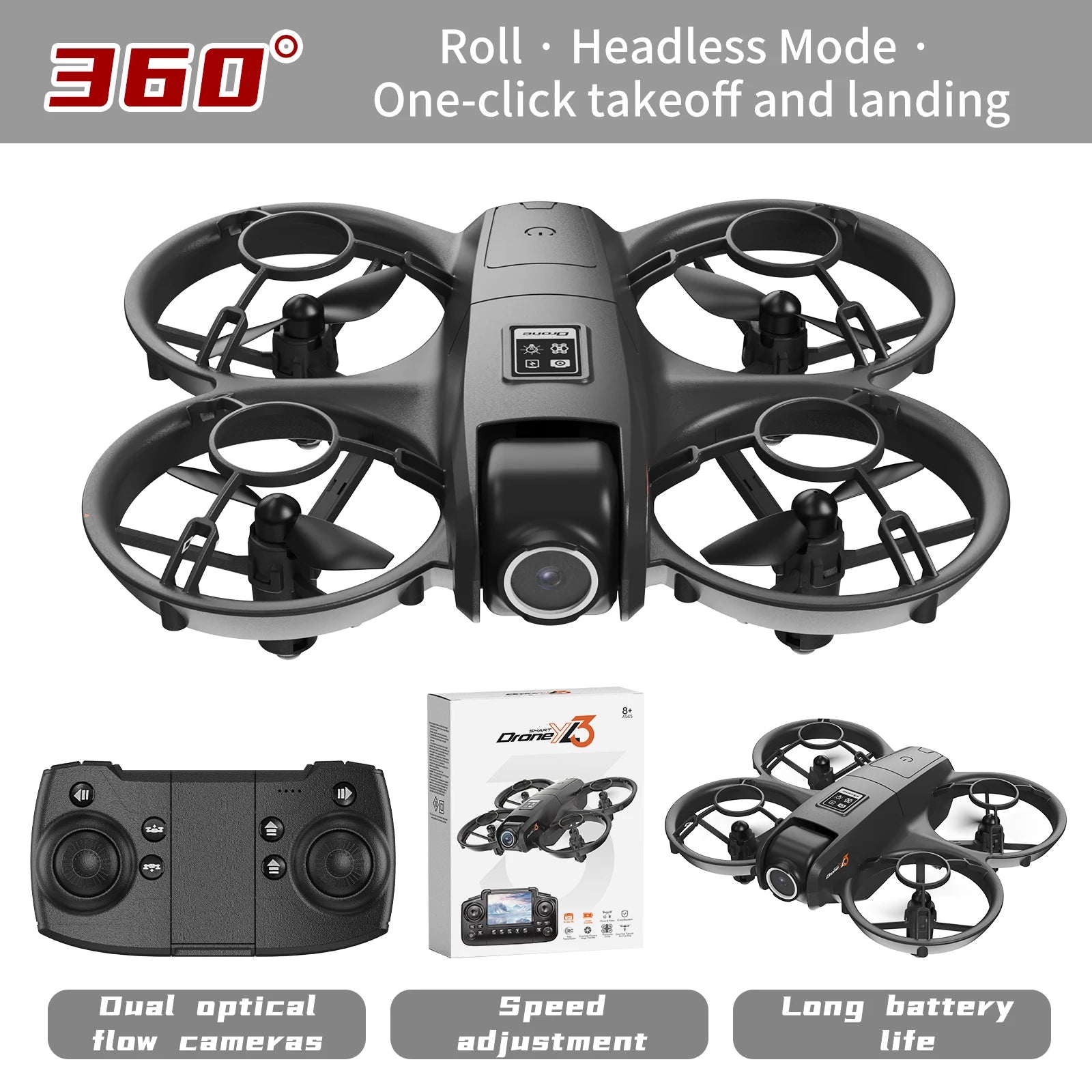 Mini Drone YL3 4K Double Caméra – Positionnement Optique, Moteur Brushless, FPV WiFi & Évitement d'Obstacles – CLEVI Paris