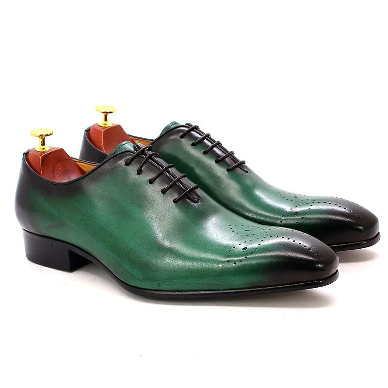Oxford Homme Cuir de Vache Véritable Bout Pointu Style Italien Lacets Whole Cut | Mariage & Bureau EU 39-46
