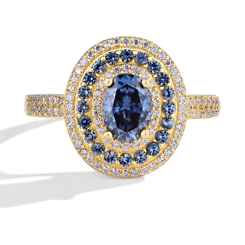 Bague Femme ATTAGEMS Moissanite Bleue Ovale 1ct Argent S925 – Fiançailles & Mariage