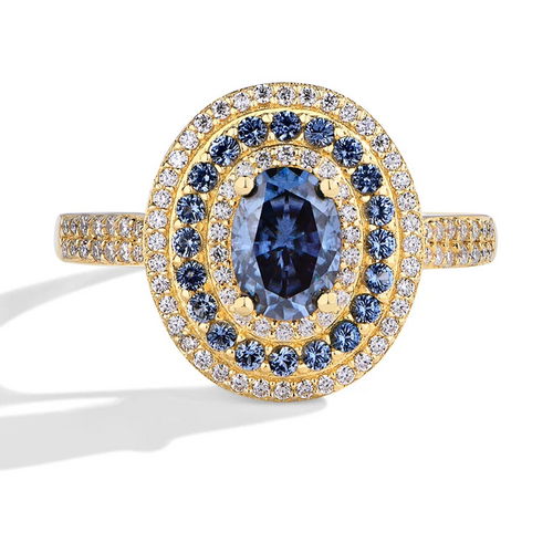Bague Femme ATTAGEMS Moissanite Bleue Ovale 1ct Argent S925 – Fiançailles & Mariage