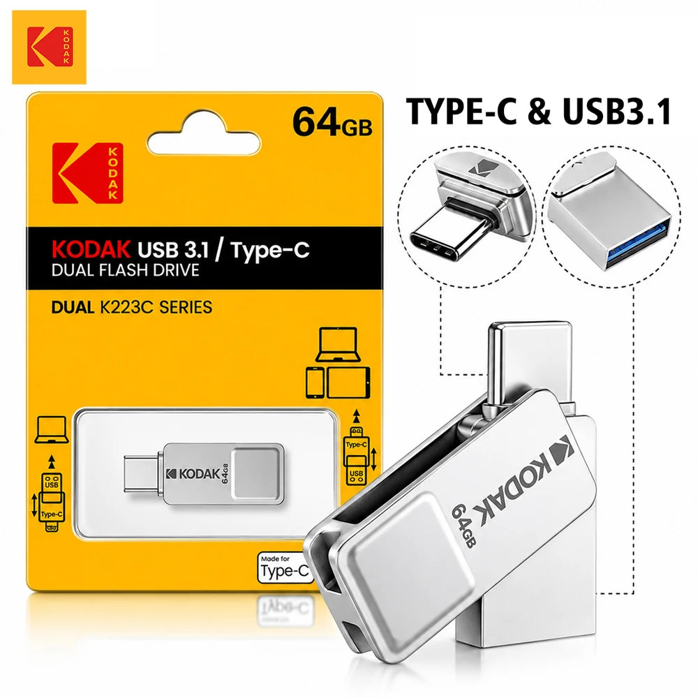 Clé USB Kodak Mini USB-C & USB 3.1 32-128 Go Métal – CLEVI Paris