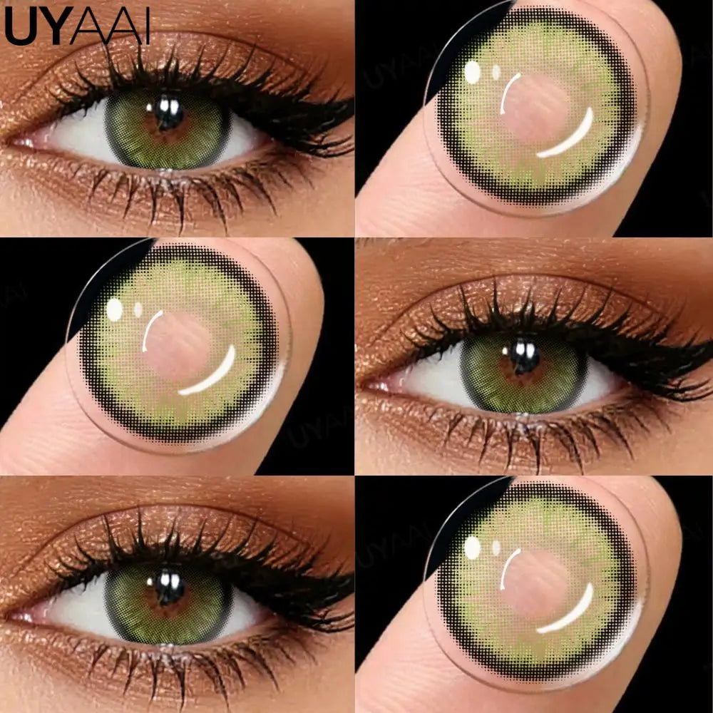 Lentilles de Contact Colorées UYAAI – 15 Teintes de Vert, Sans Correction, Port Annuel