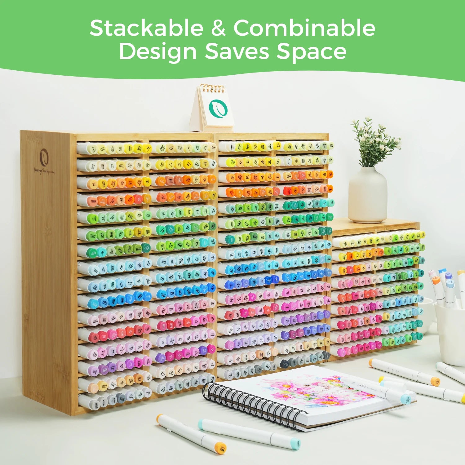 Ohuhu Organiseur Marqueurs Bambou – Standard 126 ou High-Rise 224 Marqueurs