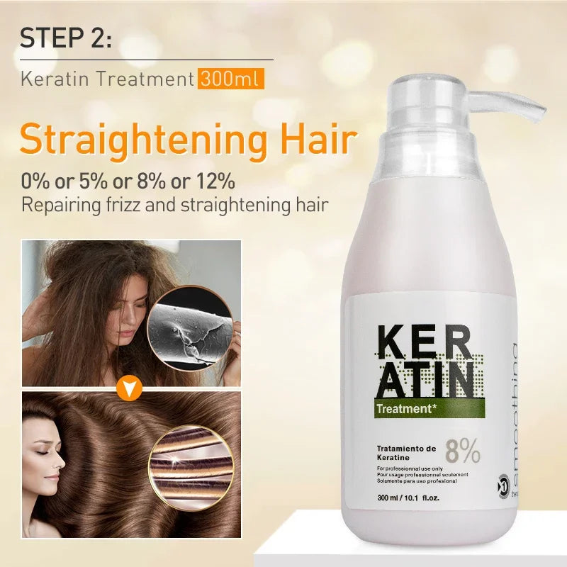 Traitement Kératine Brésilienne PURC 300ml – Lissage & Anti-Frisottis, 0% à 12%