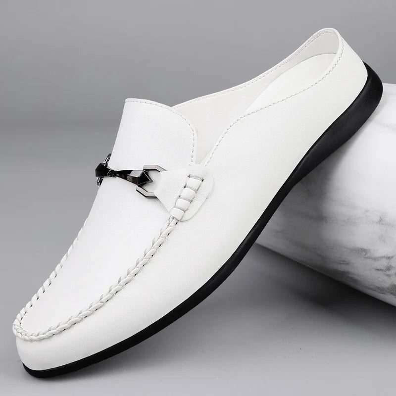 Mules Homme Cuir Véritable Slip-On Respirantes | Noir, Jaune, Blanc – CLEVI Paris
