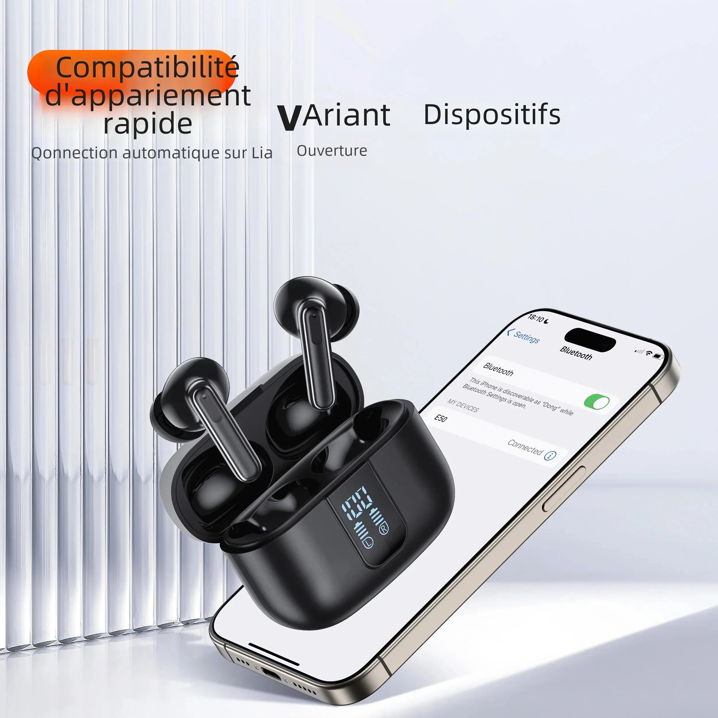 QERE E50 Écouteurs Bluetooth 5.3 TWS HiFi 28h – CLEVI Paris